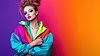 Young woman 90s style fashion portrait with | Stock Foto