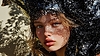 Retrato de moda de mujer con brillante vei negro | Foto de stock