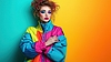 Young woman 90s style fashion portrait with | Stock Foto