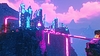 Futuristische Science-Fiction-Stadt mit aufgebauten Neonlichtern | Stock Illustration
