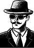 Vector clipart: Vintage gentleman with top hat and mustache, drawn