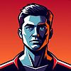 Vector clipart: Colorful male portrait in vibrant pop art style wit