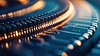 Elektronischer Mikrochip auf leuchtender Leiterplatte | Stock Foto