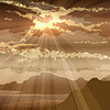 Vector clipart: sunset in gulf
