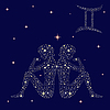 Vector clipart: Zodiac sign Gemini on starry sky