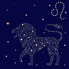 Vector clipart: Zodiac sign Leo on starry sky