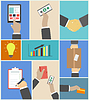 Vector clipart: Set of business hands action concepts