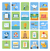 Vector clipart: Icons set of traveling and planning summer vacation
