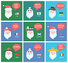 Vector clipart: Funny Santa Clauses of Different Nationalities Set