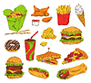 Vector clipart: Fast Food and Snack Set Color