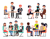 Vector clipart: Business Meeting at Round Table Among Colleagues