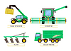 Vector clipart: Bale Stacker and Combine Set