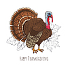 Vector clipart: Happy Thanksgiving Day Turkey Poster Text