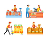 Vector clipart: Supermarket Stores Departments and Sellers