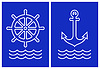 Vector clipart: Anchor,ship steering and sea wave