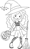 Vector clipart: witch coloring page