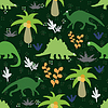 Vector clipart: Ornament with dinosaurs and plants