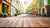 Empty wooden table, blurred bokeh background  | Stock Foto