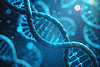 Dna gene molecule structure closeup on bokeh background | Stock Illustration