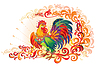 Vector clipart: Fire Decor Rooster