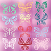 Vector clipart: Butterfly set on colorful violet background