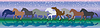 Vector clipart: background with horses running gallop in night