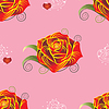 Pattern red rose with hearts on pink background