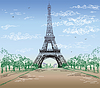 Colorful Landscape with Eiffel tower