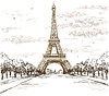 Landscape with Eiffel tower in brown colors