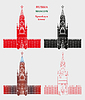 Spasskaya tower of Moscow Kremlin in four color
