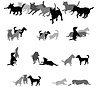 Vector clipart: Set of group of dogs silhouettes
