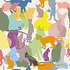 Vector clipart: seamless pattern with colorful cats