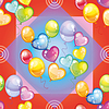 Vector clipart: Pattern with colorful balloons on red background