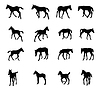 Vector clipart: Set of silhouettes of foals