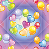 Pattern with colorful balloons on purple background