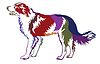 Colorful decorative standing portrait of dog