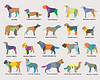 Set of colorful mosaic dogs silhouettes | Stock Vector Graphics