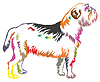 Colorful decorative standing portrait of dog Griffo