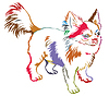 Colorful decorative standing portrait of dog