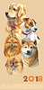 Postcard with dogs of different breeds-