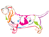 Colorful decorative standing portrait of Basset