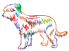 Colorful decorative standing portrait of Briard