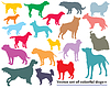 Vector clipart: Set of colorful dogs silhouettes-