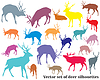 Vector clipart: set of colorful deer silhouettes-