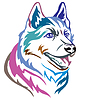 Colorful decorative portrait of Dog Siberian Husky