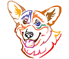 Colorful decorative portrait of Dog Welsh Corgi