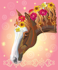 Vector clipart: Horse portrait with flowers