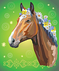 Vector clipart: Horse portrait with flowers