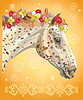 Vector clipart: Horse portrait with flowers10