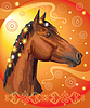 Vector clipart: Horse portrait with flowers14